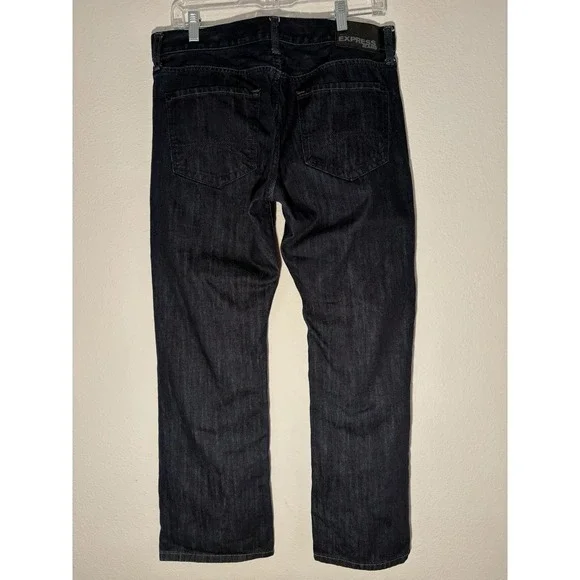 Express Rocco Mens Jeans 32x30 Dark Wash Slim Fit Boot Cut - Picture 2 of 8